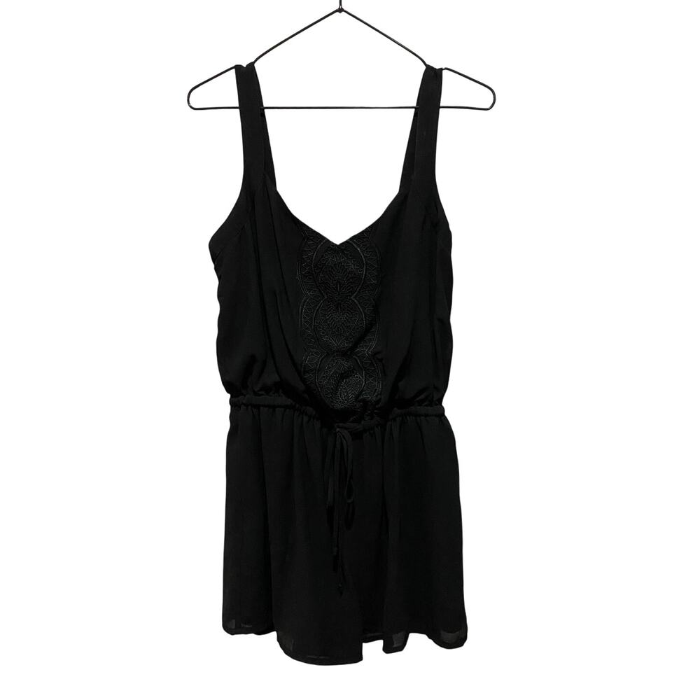 Chelsea 28 Women's Black Embroidery Romper Sz S Boho Casual